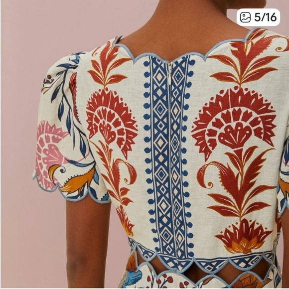 Farm Rio- Romantic Lightness Short Sleeve, embroidered Midi Dress size S - NWOT - Picture 5 of 9